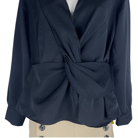 Express V Neck Long Sleeve Twist Front Top Black Size XS - Picture 6 of 9